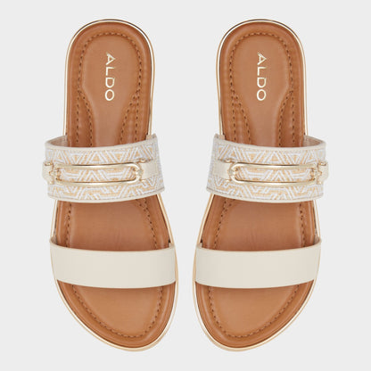 Aldo Lagoon Other Beige Synthetic Print Women's Footbed sandals - Slide sandal, Footbed sandal