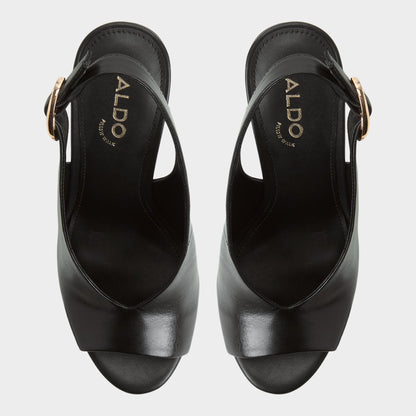 Aldo Tatianah in Black - Sling back heeled sandal, Wedge heel