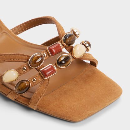 Aldo Jemstone in Medium Brown - Strappy heeled sandal, Block heel