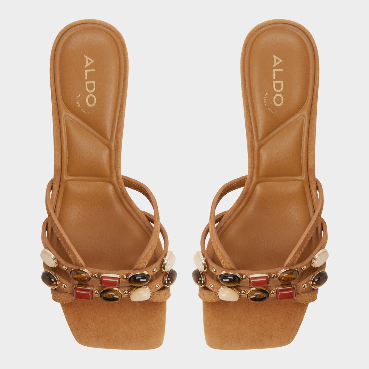 Aldo Jemstone in Medium Brown - Strappy heeled sandal, Block heel