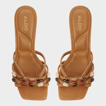 Aldo Jemstone in Medium Brown - Strappy heeled sandal, Block heel