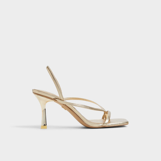 Aldo Riva Gold Women's Strappy sandals - Sling back heeled sandal, Stiletto heel
