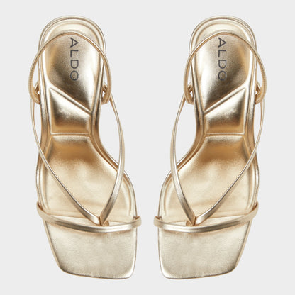 Aldo Riva Gold Women's Strappy sandals - Sling back heeled sandal, Stiletto heel
