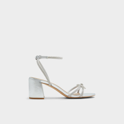 Aldo Bouclette Silver Women's Block heels - Strappy heeled sandal, Block heel