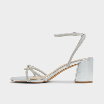 Aldo Bouclette Silver Women's Block heels - Strappy heeled sandal, Block heel