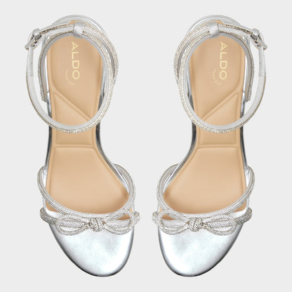 Aldo Bouclette Silver Women's Block heels - Strappy heeled sandal, Block heel