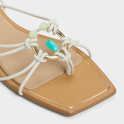 Aldo Nirena White/Bone Women's Flats - Strappy flat sandal
