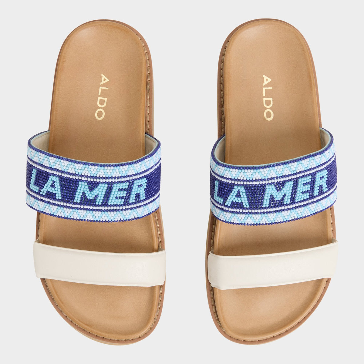 Aldo Beachvacay White/Blue Women's Footbed sandals - Slide sandal, Footbed sandal
