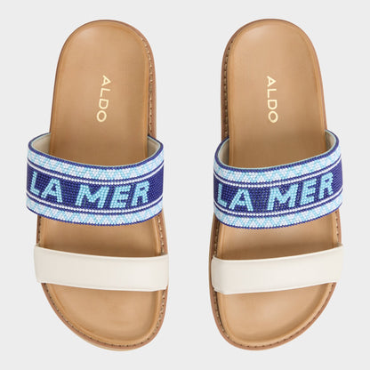 Aldo Beachvacay White/Blue Women's Footbed sandals - Slide sandal, Footbed sandal