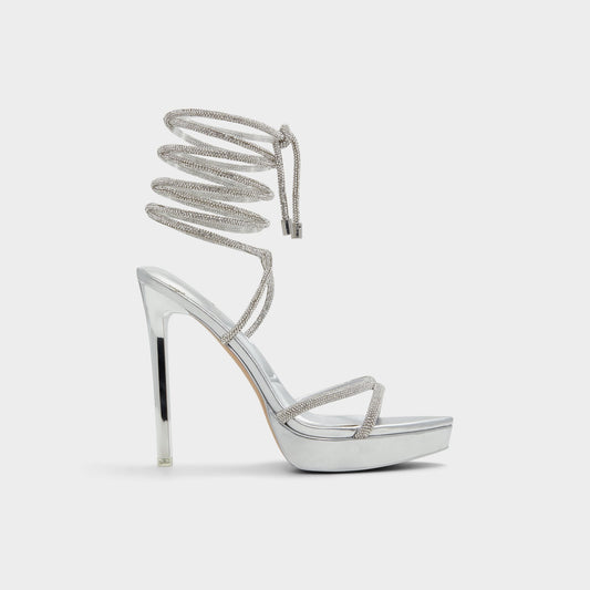 Aldo Izabella in Silver 13621003 - Strappy heeled sandal, Platform