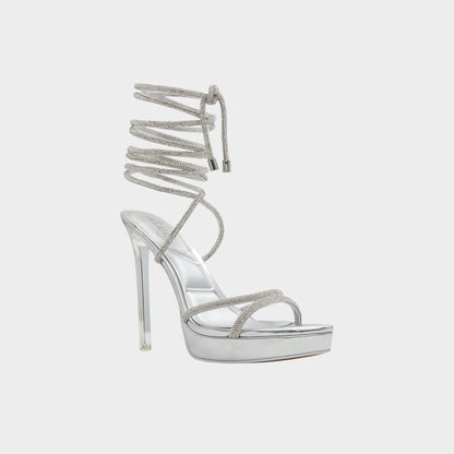 Aldo Izabella in Silver 13621003 - Strappy heeled sandal, Platform