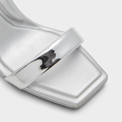 Aldo Aurorai Silver Women's Block heels - Strappy heeled sandal, Block heel