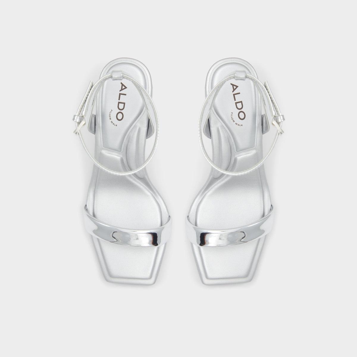 Aldo Aurorai Silver Women's Block heels - Strappy heeled sandal, Block heel