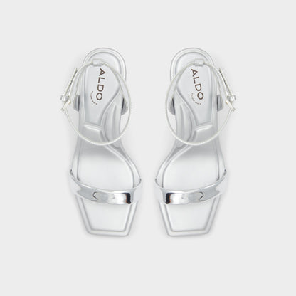 Aldo Aurorai Silver Women's Block heels - Strappy heeled sandal, Block heel