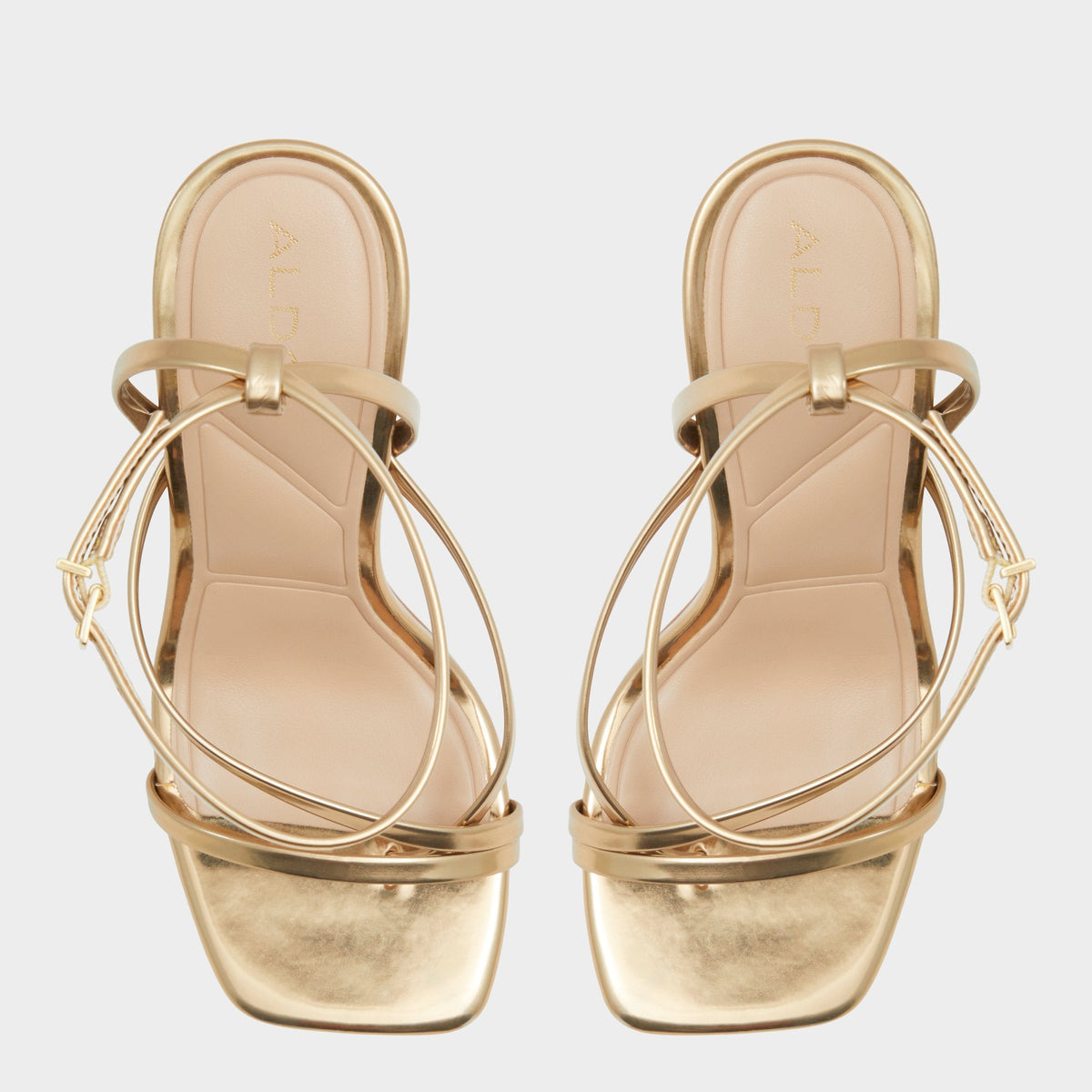 Aldo Laurader Gold Women's Block heels - Strappy heeled sandal, Block heel