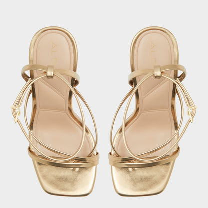 Aldo Laurader Gold Women's Block heels - Strappy heeled sandal, Block heel