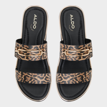 Aldo Lagoon Brown Multi Women's Flats - Strappy flat sandal, Footbed sandal