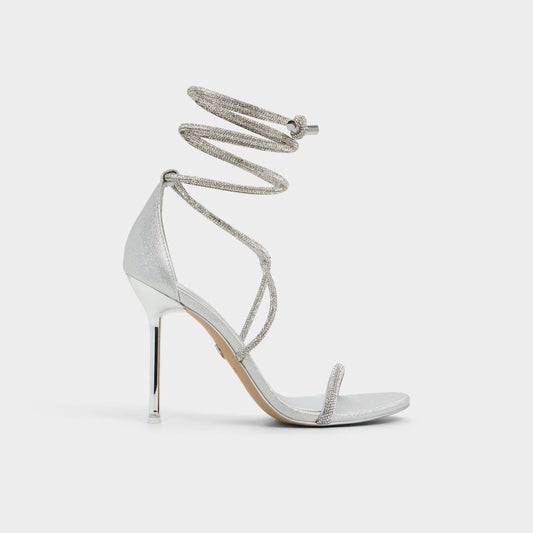 Aldo Caladonia Silver Women's Iridescent metallics - Strappy heeled sandal, Stiletto heel
