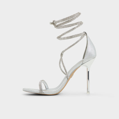 Aldo Caladonia Silver Women's Iridescent metallics - Strappy heeled sandal, Stiletto heel