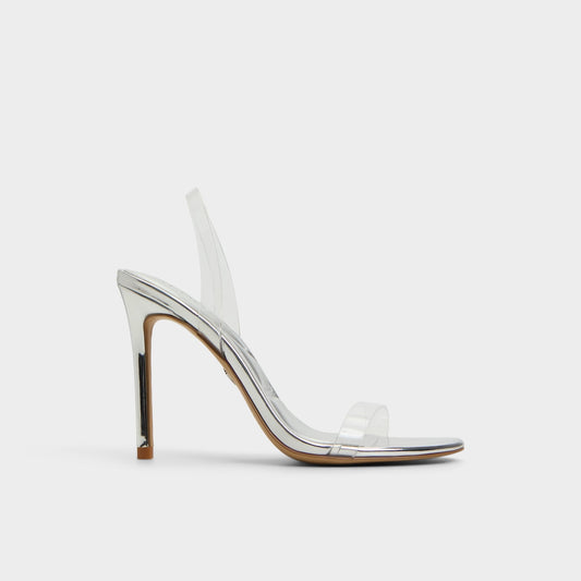 Aldo Quinilynn Silver Women's Iridescent metallics - Strappy heeled sandal, Stiletto heel