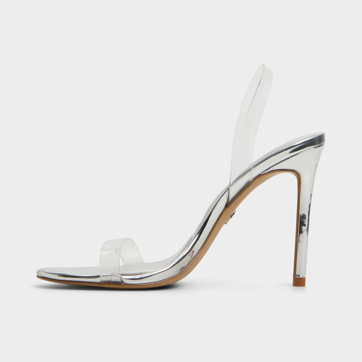 Aldo Quinilynn Silver Women's Iridescent metallics - Strappy heeled sandal, Stiletto heel