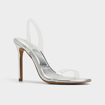 Aldo Quinilynn Silver Women's Iridescent metallics - Strappy heeled sandal, Stiletto heel