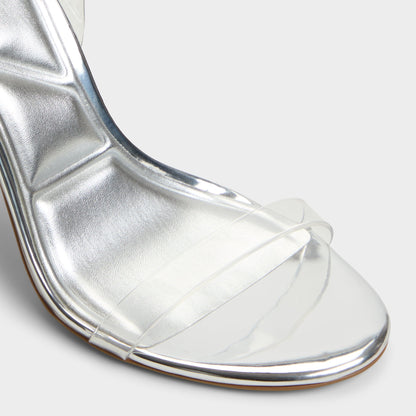 Aldo Quinilynn Silver Women's Iridescent metallics - Strappy heeled sandal, Stiletto heel