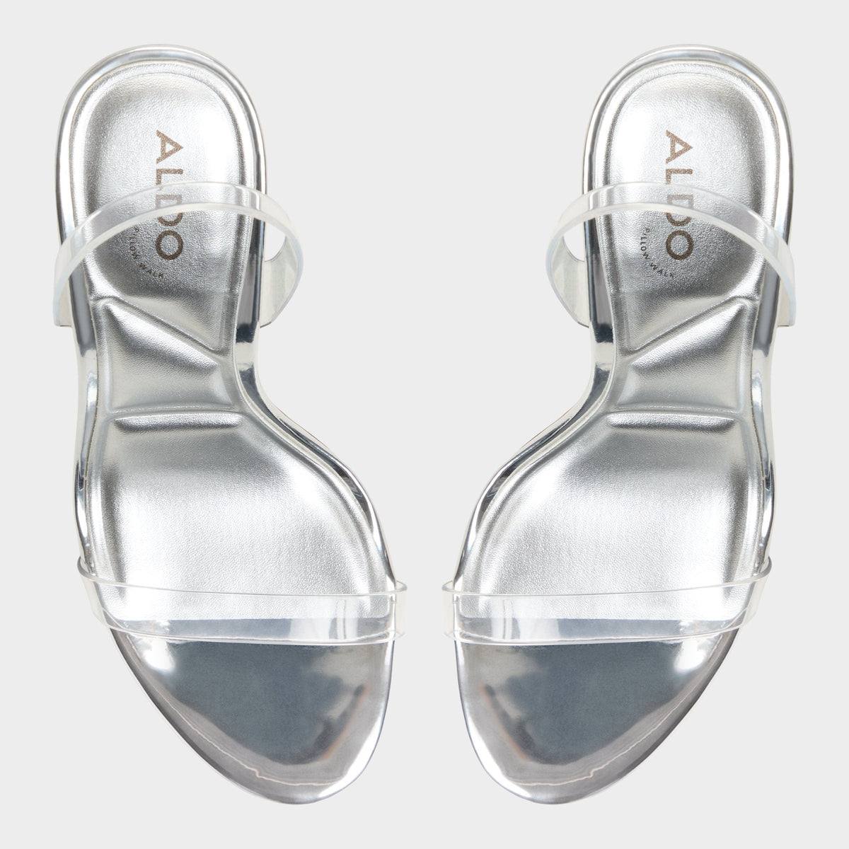 Aldo Quinilynn Silver Women's Iridescent metallics - Strappy heeled sandal, Stiletto heel