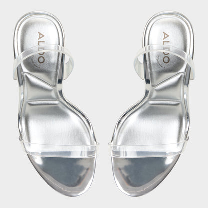 Aldo Quinilynn Silver Women's Iridescent metallics - Strappy heeled sandal, Stiletto heel