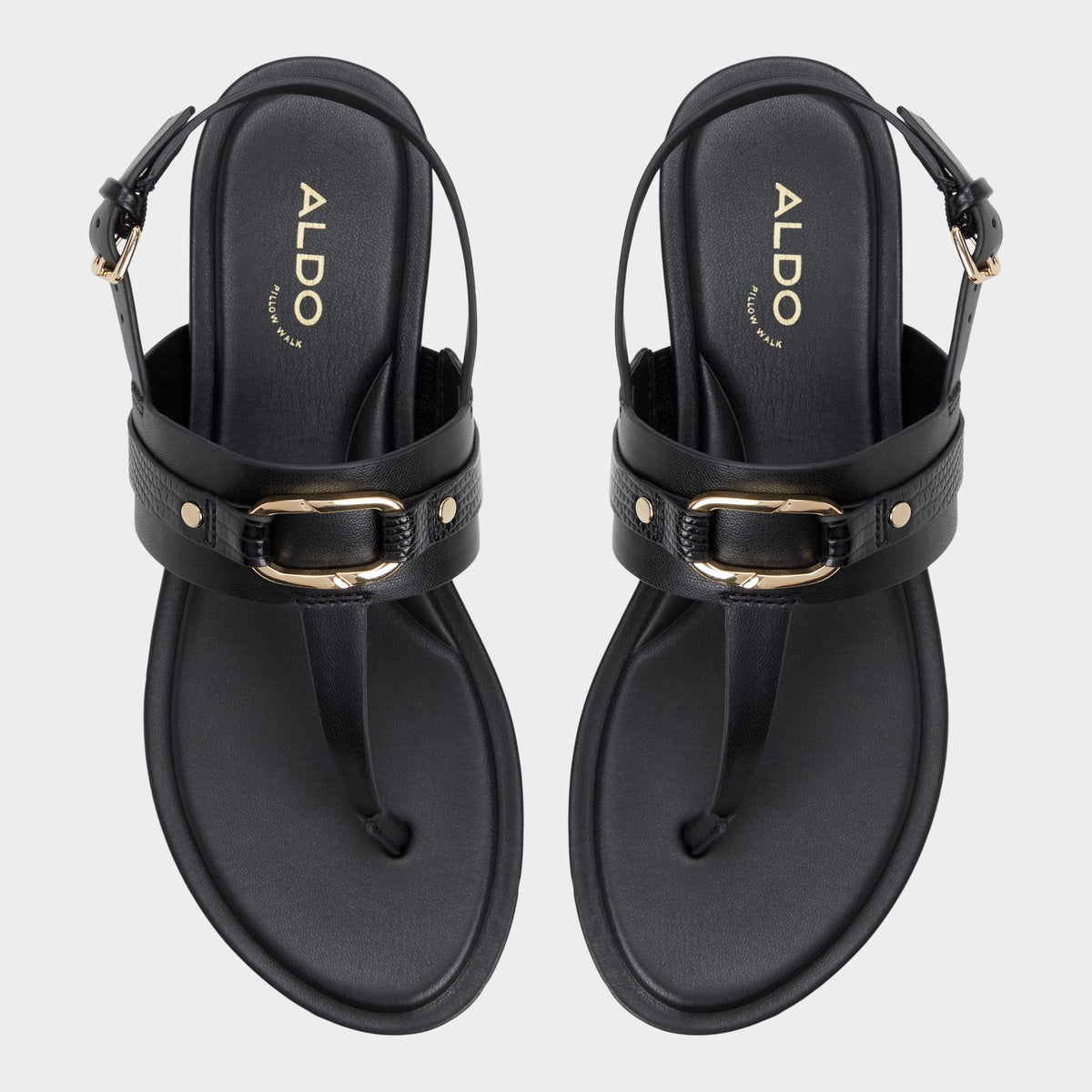Aldo Taylen Black Women's Footbed sandals - T-strap sandal