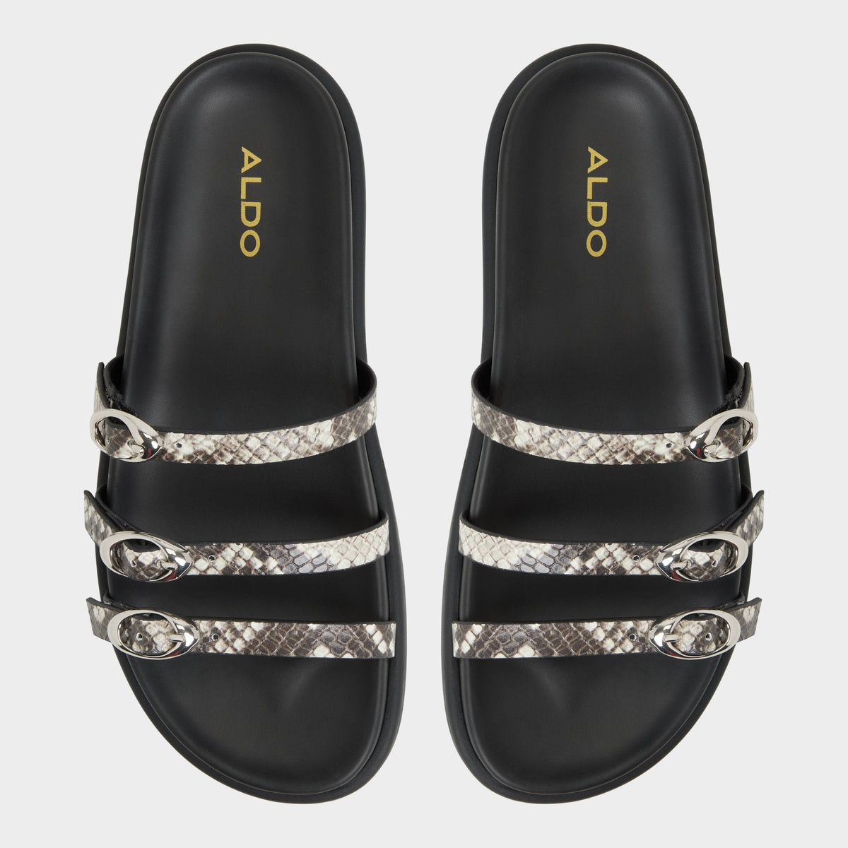 Aldo Zephyra White/Black Women's Footbed sandals - Footbed sandal