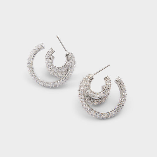 Aldo Glitzys in Silver Clear Multi - Hoop earrings