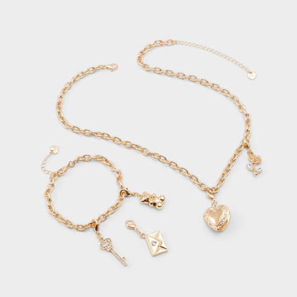 Aldo Bemyvalentine Gold/Clear Multi Women's Specialty - Necklace & bracelet set