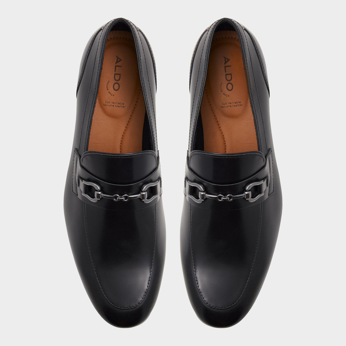 Aldo Marinho Open Black Leather Smooth Men's Dress Shoes - Loafer