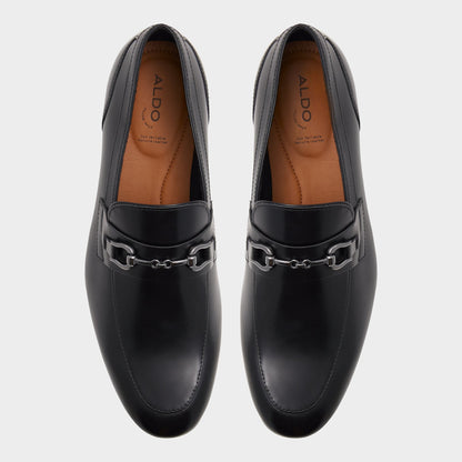 Aldo Marinho Open Black Leather Smooth Men's Dress Shoes - Loafer