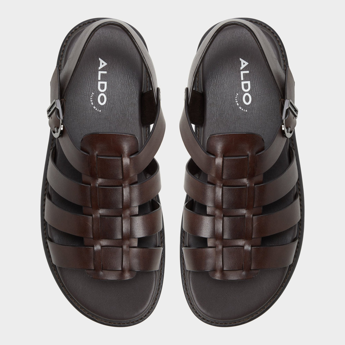 Aldo Warley Dark Brown Men's Sandals & Slides - Strappy flat sandal